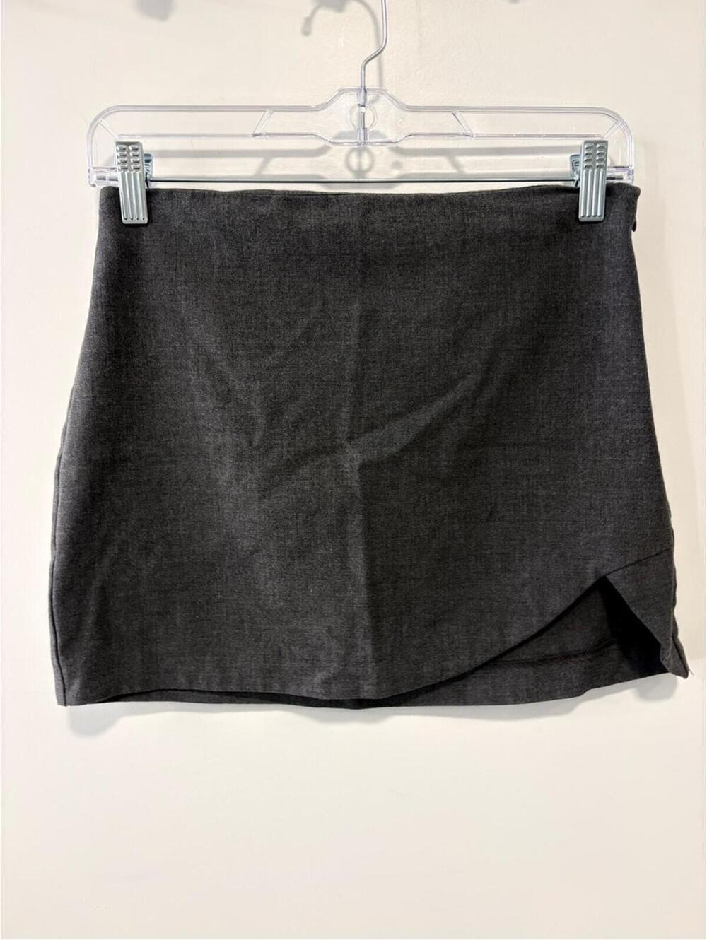 Pull&Bear Dark Gray Asymmetric Mini Skirt